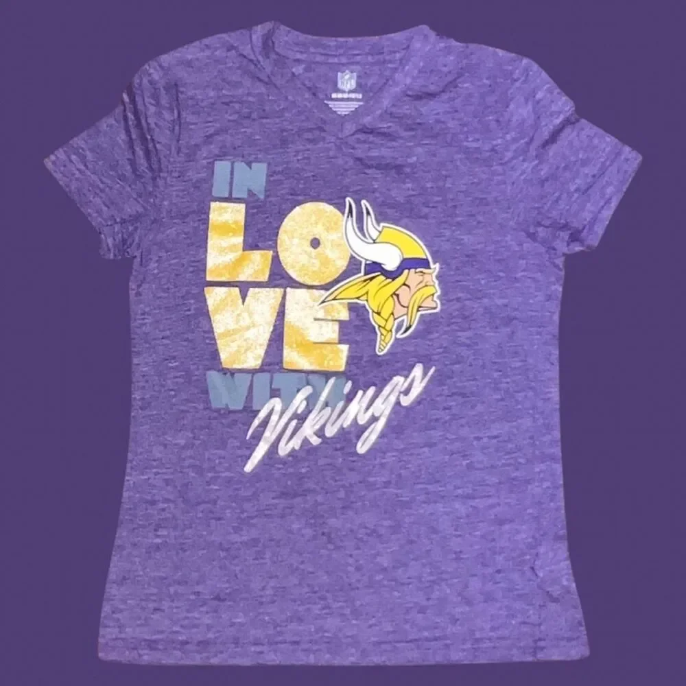 NFL Youth Girls MN Vikings Logo Short Sleeve T Shirt Size M 10/12